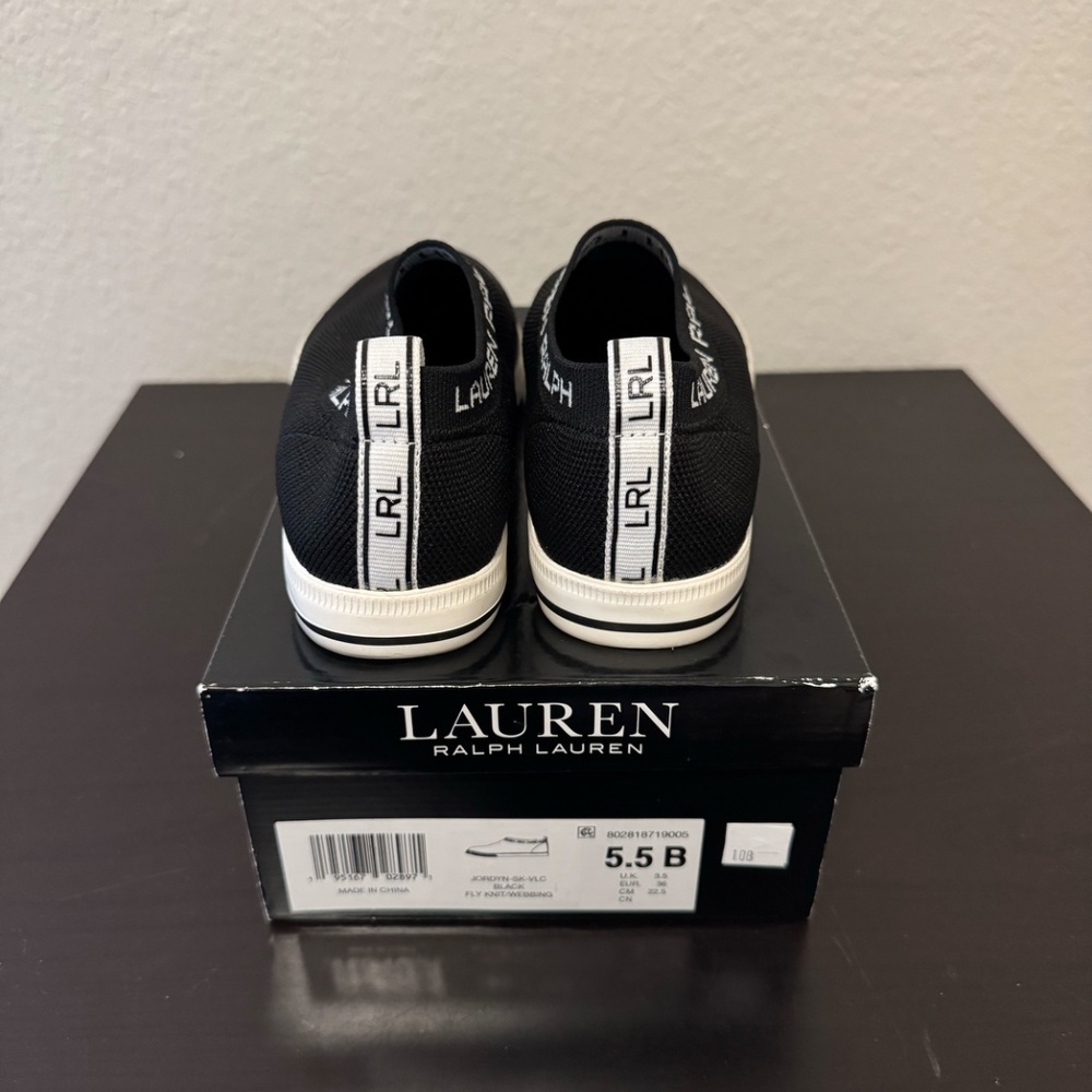 Lauren Ralph Lauren Women's Black Knit Jordyn Slip-On Sneakers Shoes Size 5.5B - Picture 3 of 3